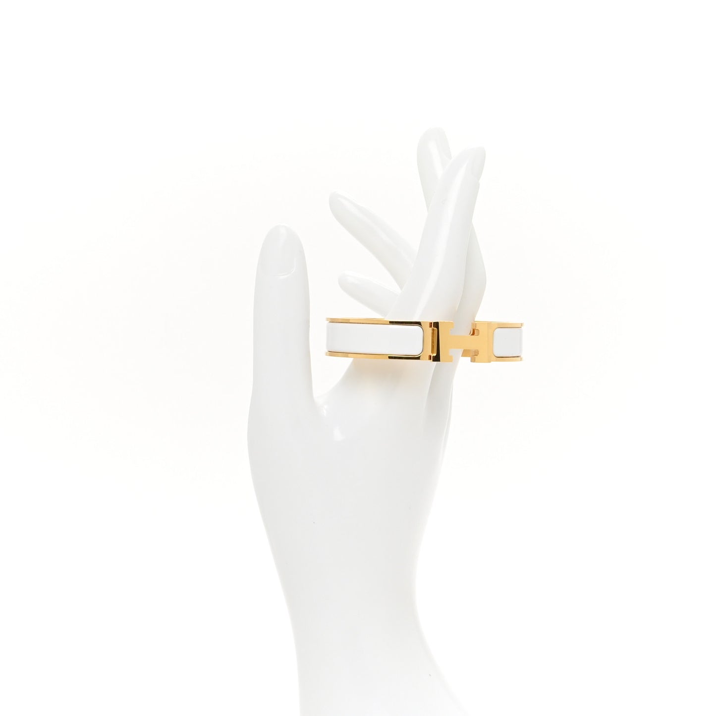 Enamel Narrow Clic Clac H Bracelet PM White