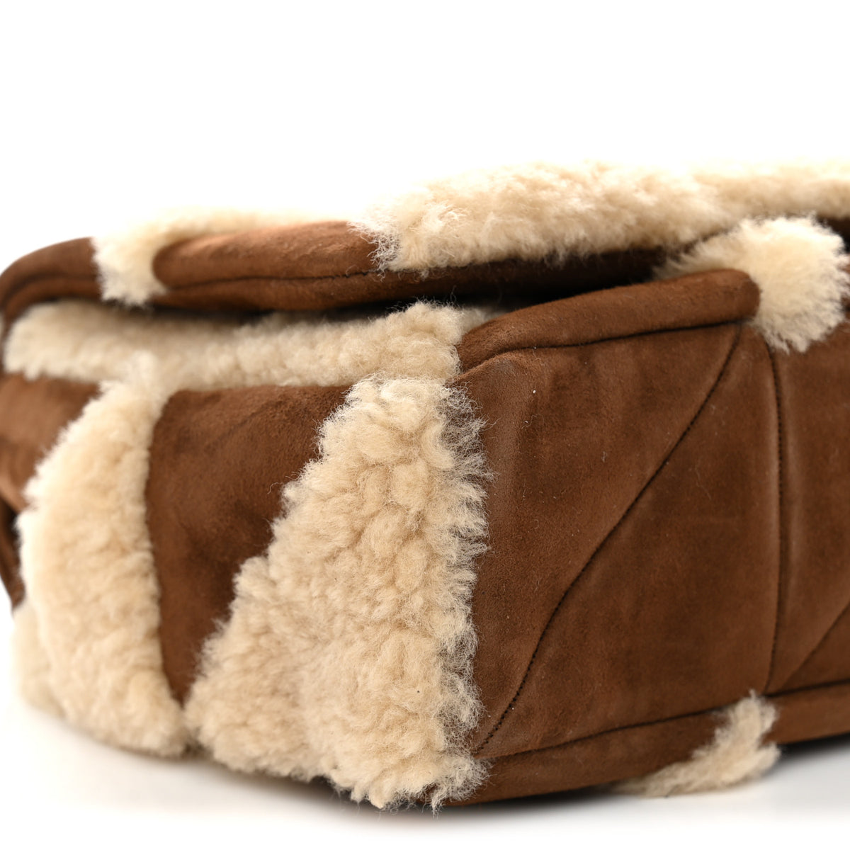 Saint Laurent Suede Shearling Patchwork Monogram Medium Jamie Brown Beige 10 of 11