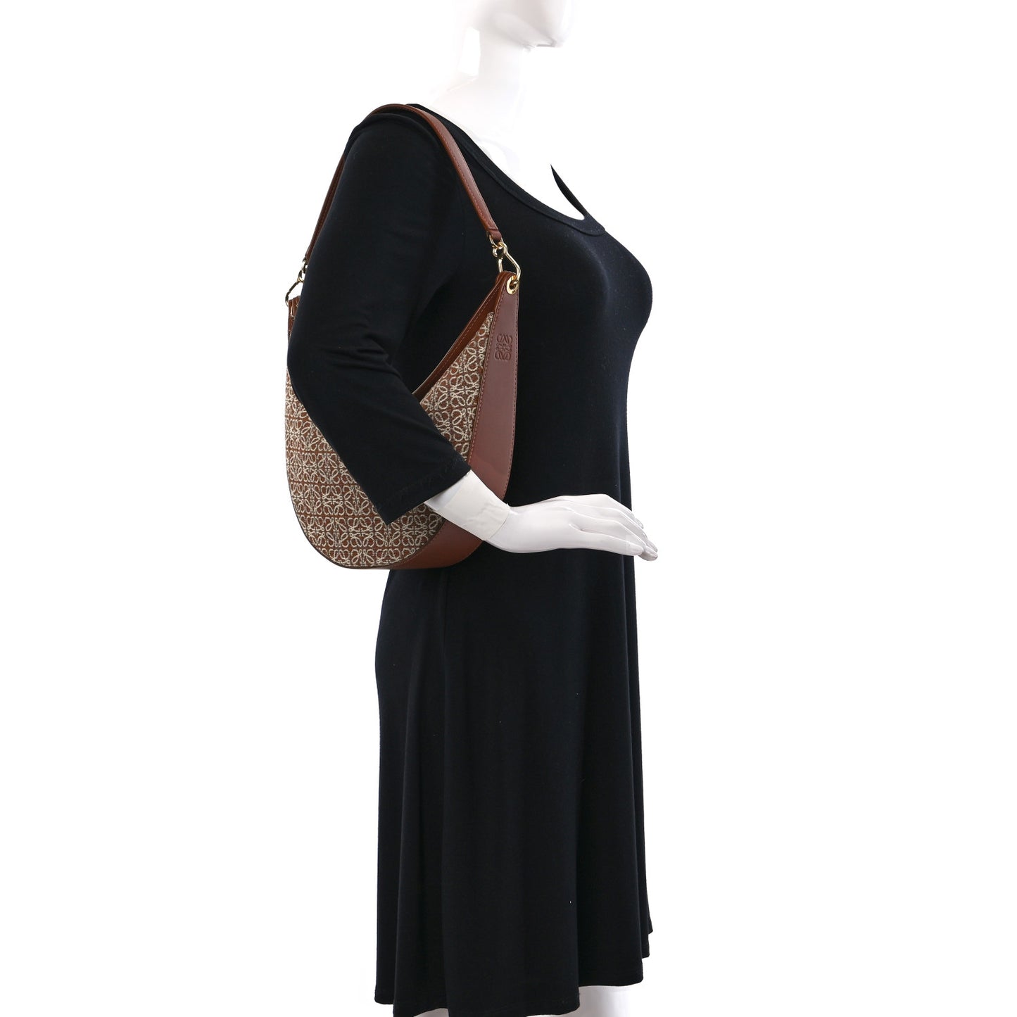 Jacquard Anagram Calfskin Luna Bag Tan