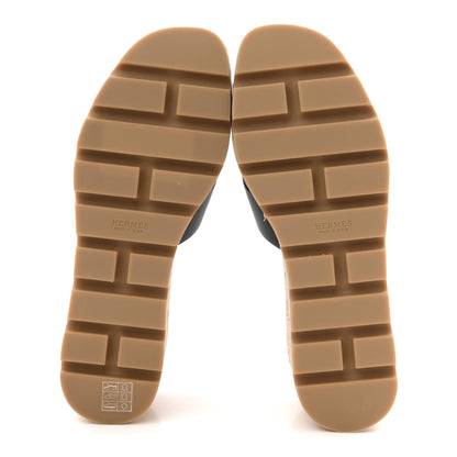 Hermes Calfskin Cork Eze 30 Sandals 38 Black 6 of 11