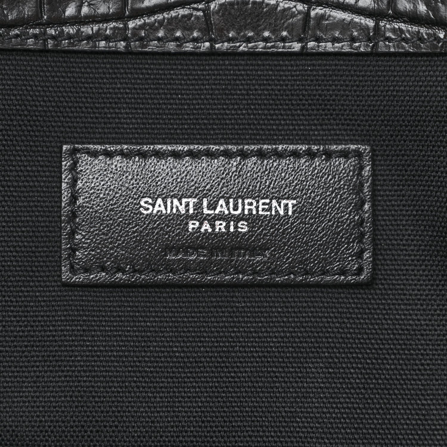 Saint Laurent Calfskin Crocodile Embossed Large Manhattan Shopper Tote Black 6 of 10