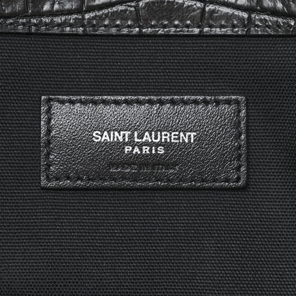 Saint Laurent Calfskin Crocodile Embossed Large Manhattan Shopper Tote Black 6 of 10