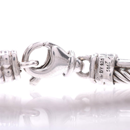 David Yurman Sterling Silver 14K White Gold Diamond 3mm Crossover Bracelet 6 of 6