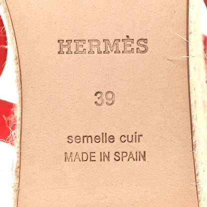 Hermes Suede Goatskin Ithea 30 Espadrille Wedge Sandals 39 Rouge Cinetique Orange Capucine 8 of 10