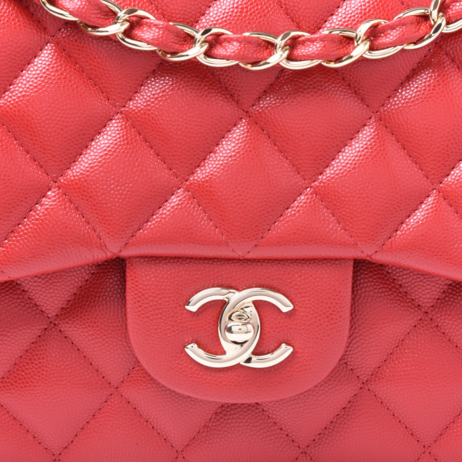 Chanel Caviar Quilted Jumbo Double Flap Red 9 of 9