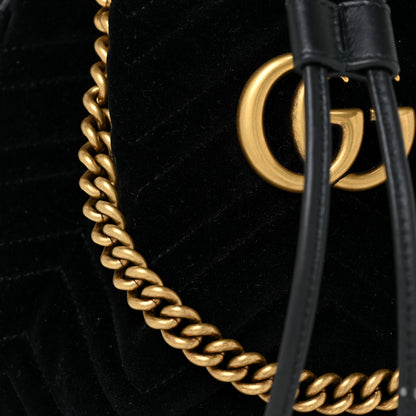 Gucci Velvet Matelasse GG Marmont Bucket Bag Black 7 of 12