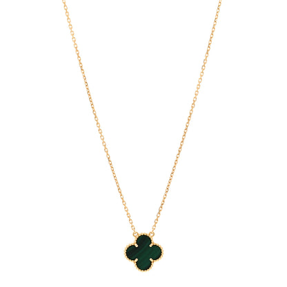 Van Cleef & Arpels 18K Yellow Gold Malachite Vintage Alhambra Pendant Necklace 1 of 5