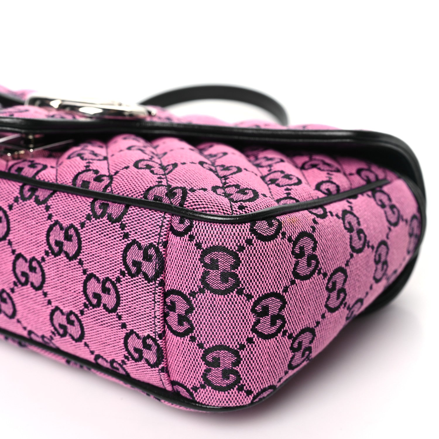 Gucci Monogram Multicolor Matelasse Diagonal Small GG Marmont Shoulder Bag Pink Blue 10 of 12