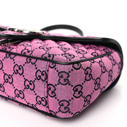 Gucci Monogram Multicolor Matelasse Diagonal Small GG Marmont Shoulder Bag Pink Blue 10 of 12