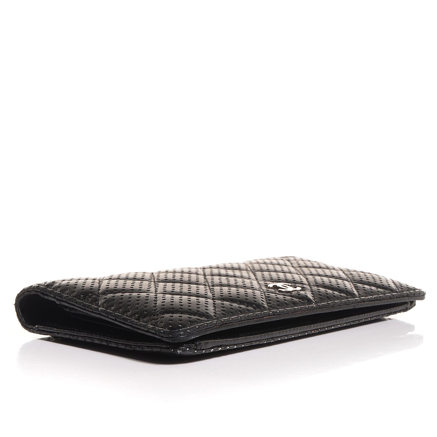 Lambskin Perforated Yen Wallet Black