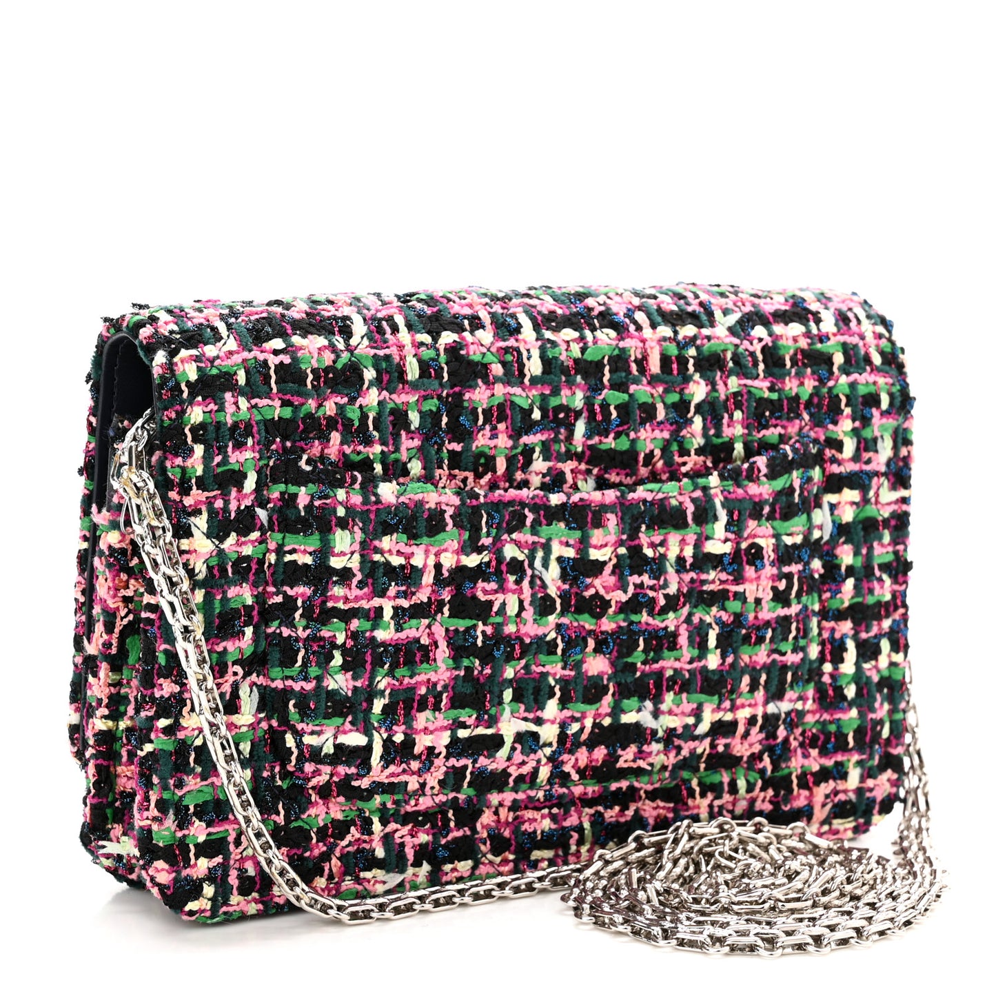 Tweed Quilted Reissue Wallet On Chain WOC Pink Multicolor