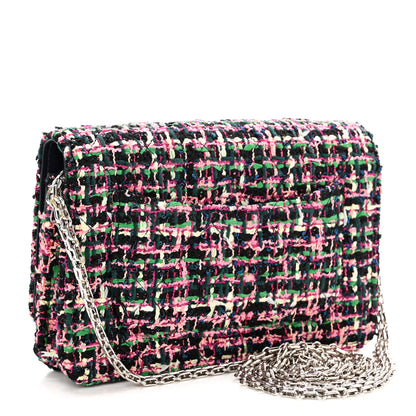 Chanel Tweed Quilted Reissue Wallet On Chain WOC Pink Multicolor 3 of 12