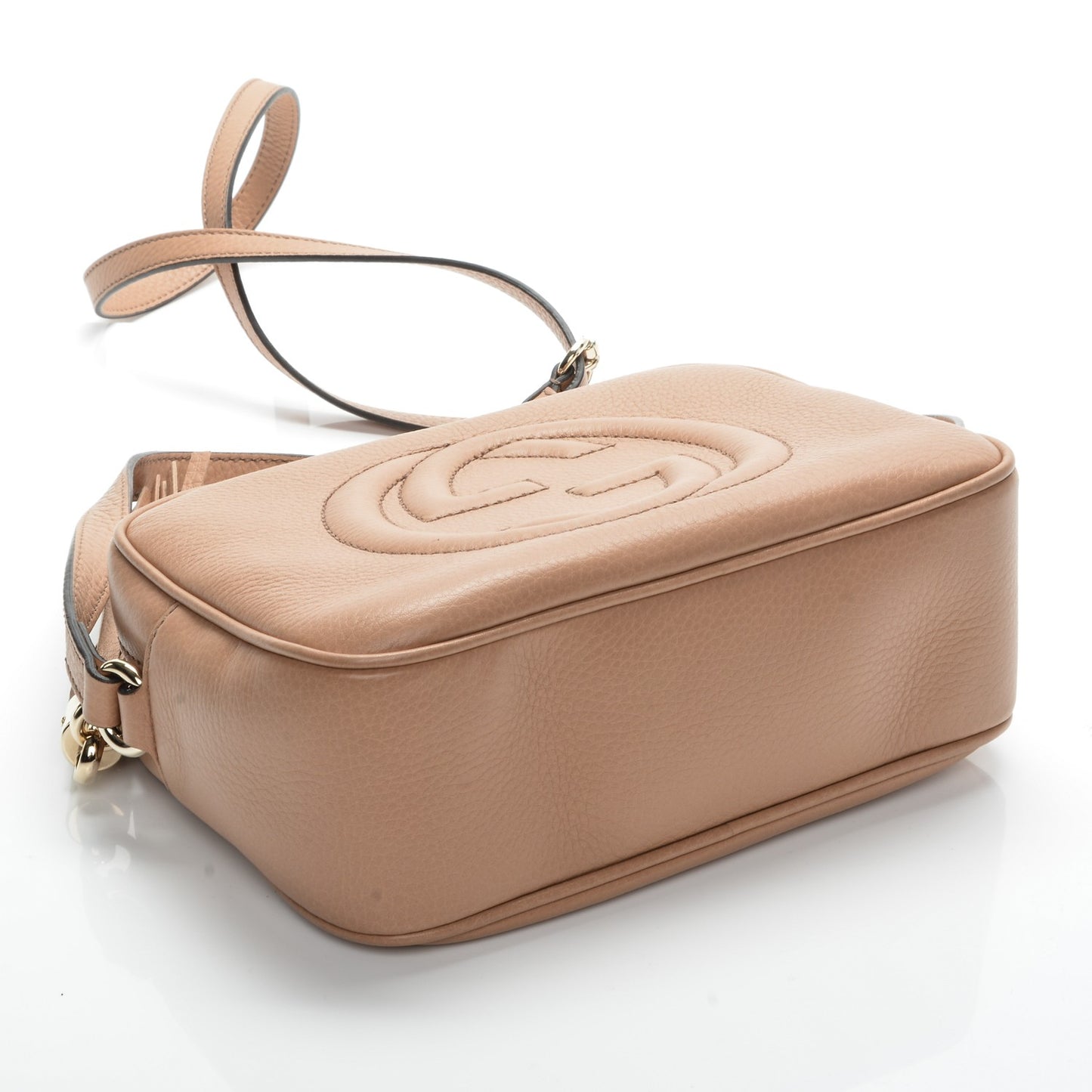 Pebbled Calfskin Small Soho Disco Bag Rose Beige