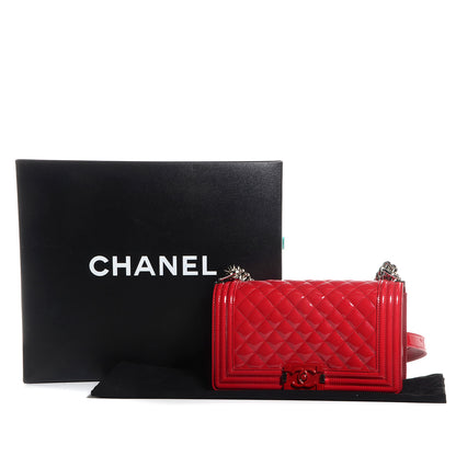 Chanel Patent Leather Medium Boy Flap Plexiglass Red 9 of 9