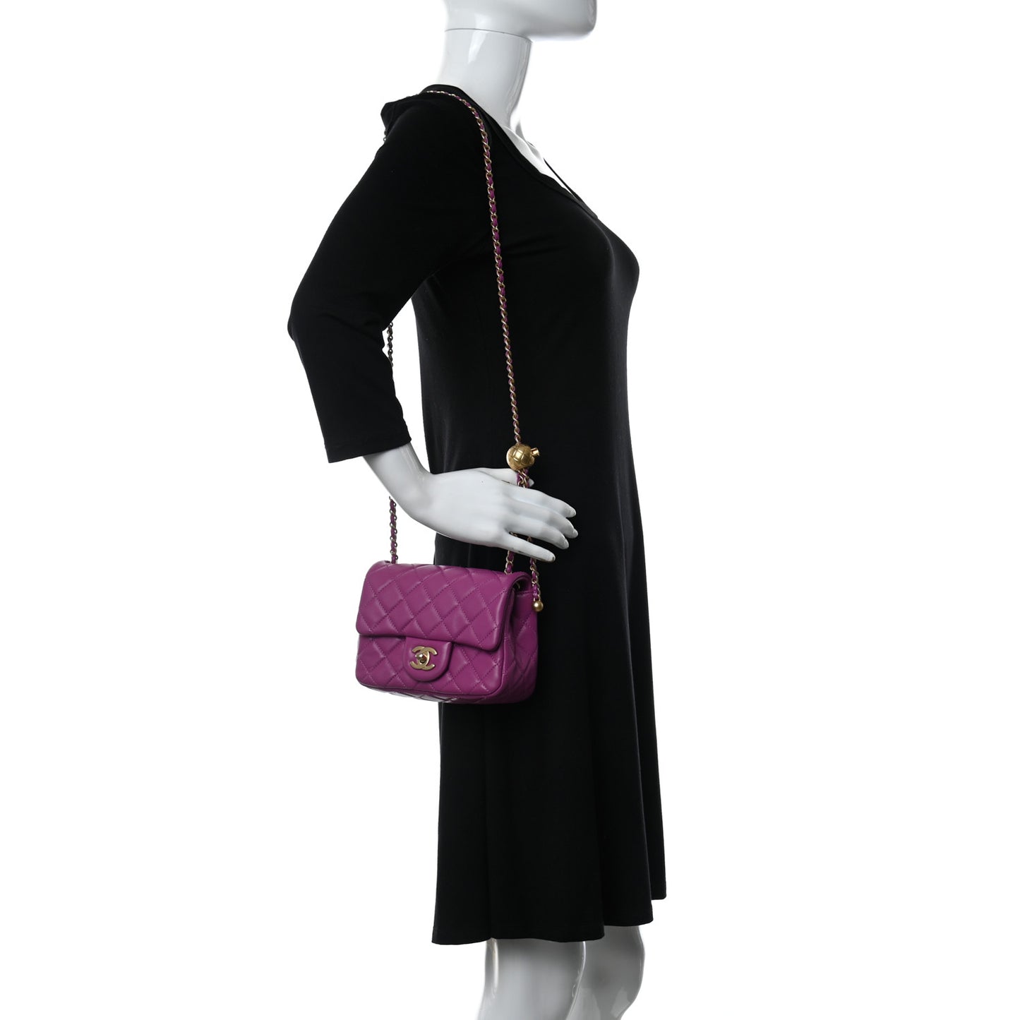 Lambskin Quilted Mini Pearl Crush Flap Violet
