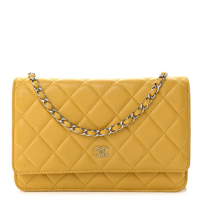 Chanel Lambskin Quilted Wallet On Chain WOC Yellow 1 of 14