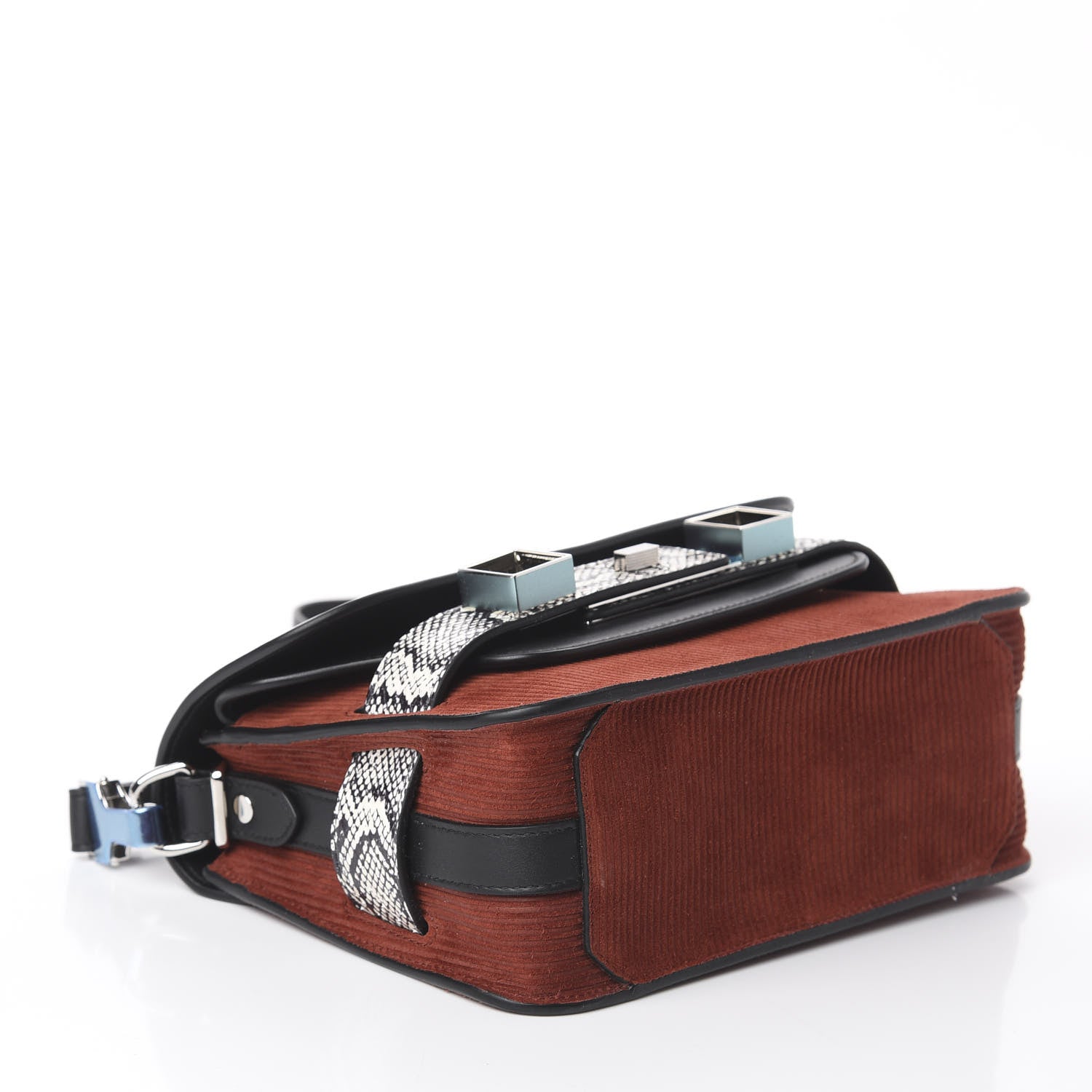 Proenza Schouler Corduroy Suede Elaphe Mini PS11 Classic Shoulder Bag Russet Black 3 of 8