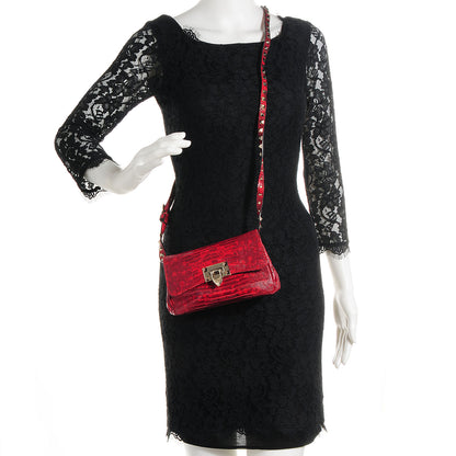 Valentino Garavani Lizard Rockstud Flap Red 2 of 9