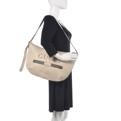 Gucci Grained Calfskin Logo Half Moon Hobo White 2 of 12