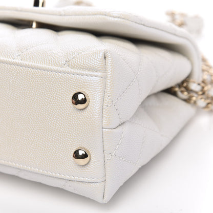 Chanel Iridescent Caviar Quilted Extra Mini Coco Handle Flap White 9 of 11