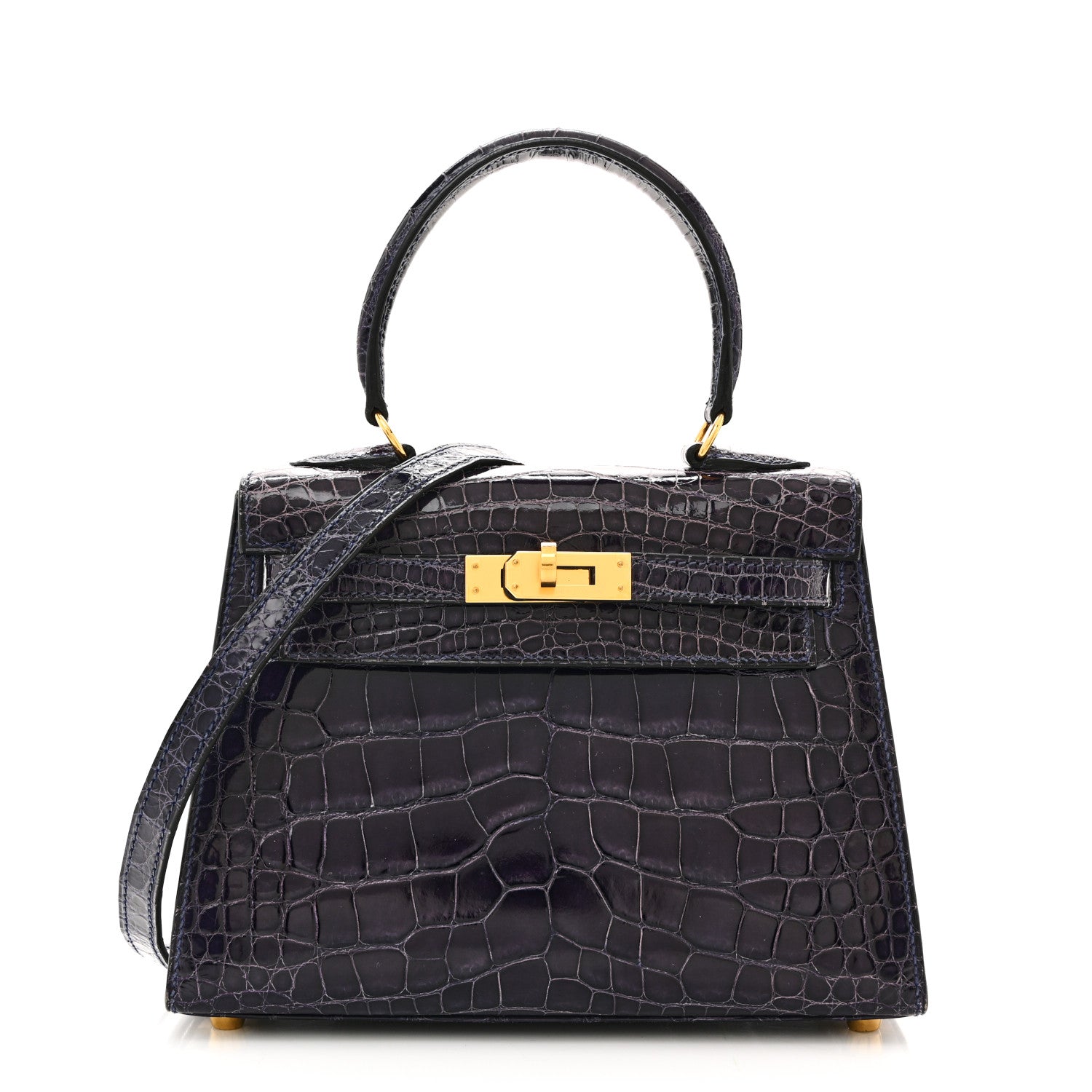 Hermes Shiny Alligator Mini Kelly Sellier 20 Amethyste 1 of 14