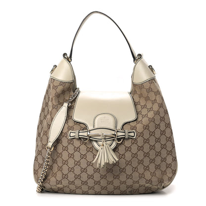 Gucci Monogram Margaux Calfskin Medium Emily Hobo Beige Ebony Mystic White 1 of 12