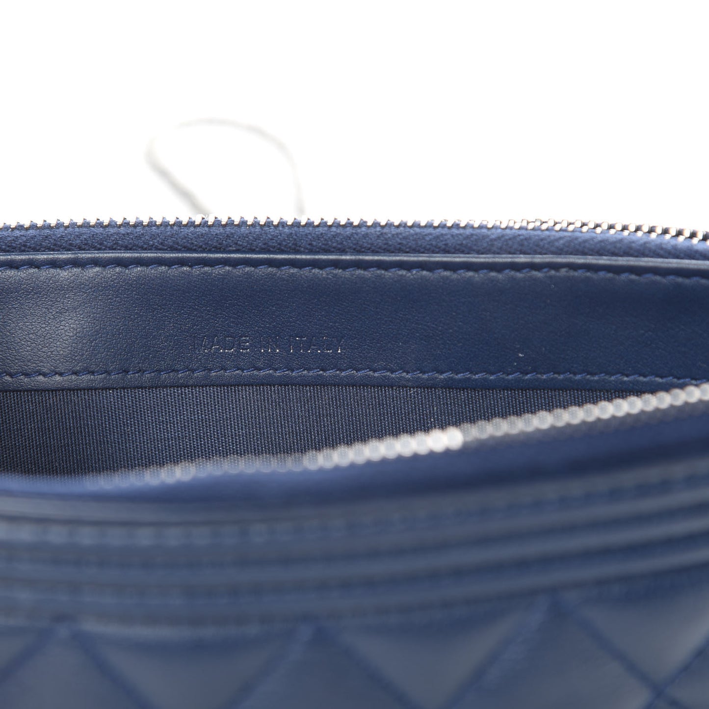 Calfskin Quilted Small Boy Clutch With Chain Navy