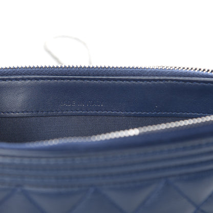 Chanel Calfskin Quilted Small Boy Clutch With Chain Navy 9 of 14