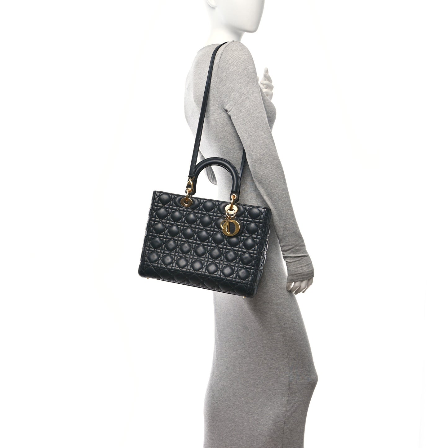 Lambskin Cannage Large Lady Dior Black