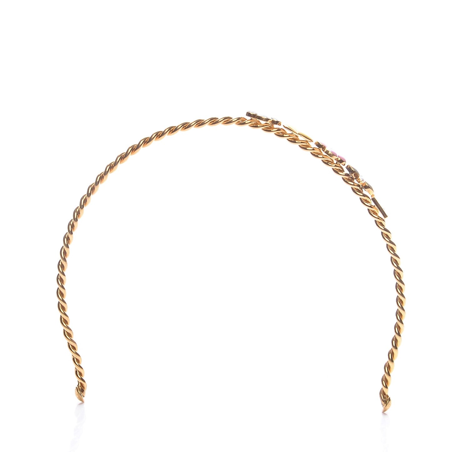 Brass Enamel Monogram Sweet Headband Gold