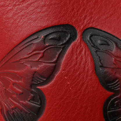 Valentino Garavani Grained Calfskin Butterfly Embossed Medium VLogo Escape Shopper Bag Red Black 16 of 17