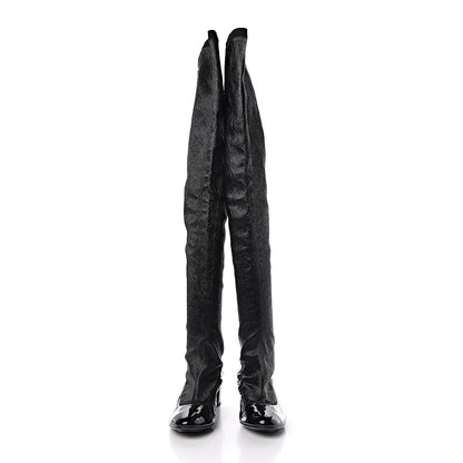 Chanel Patent Over The Knee Boots 38.5 Black 2 of 8
