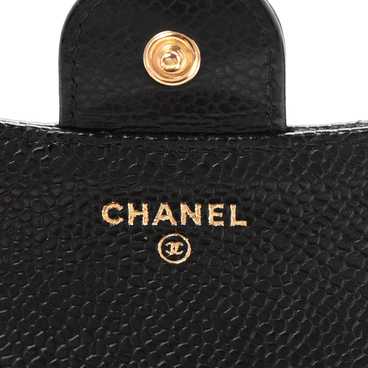 Caviar Quilted Compact Flap Wallet Black
