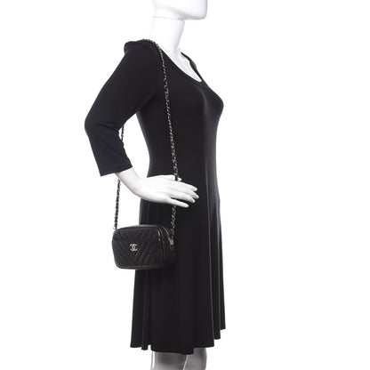 Chanel Caviar Chevron Quilted Camera Case Black 2 of 10