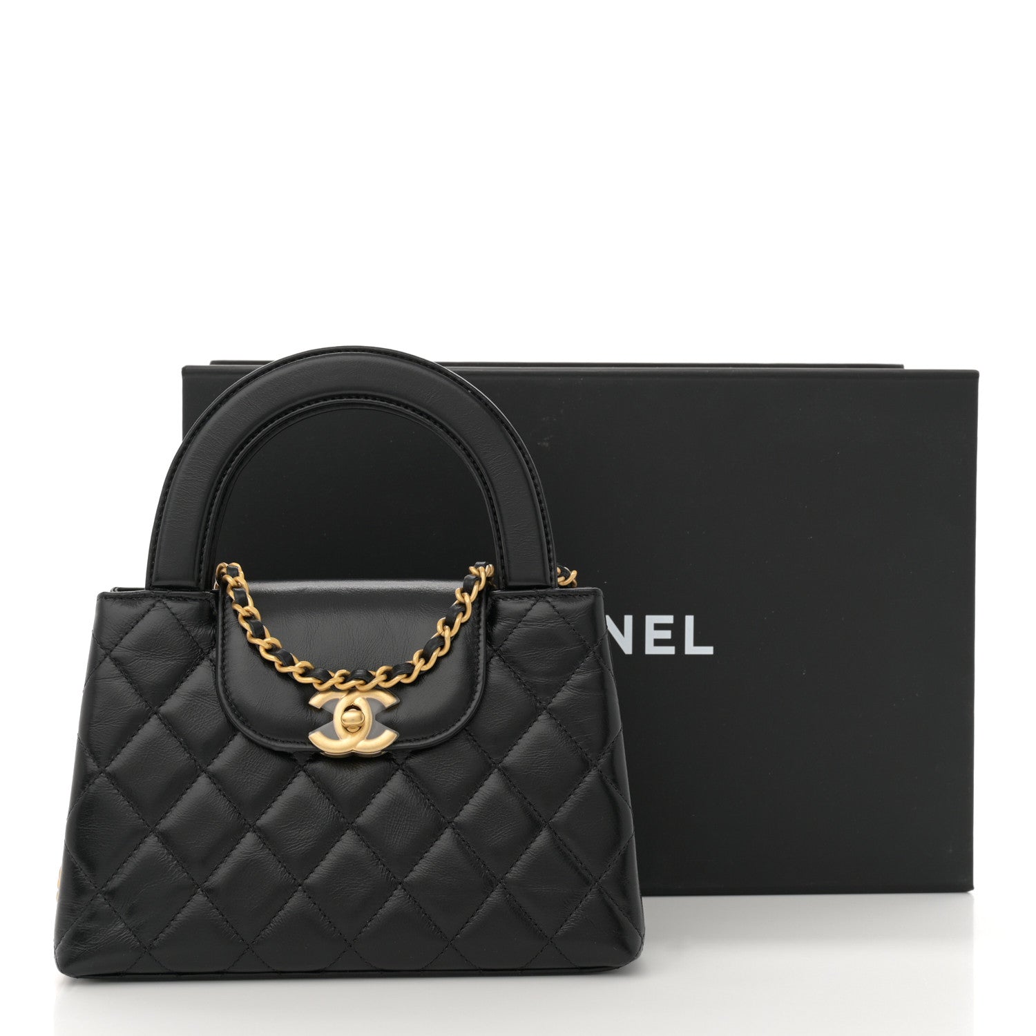 Chanel Shiny Aged Calfskin Quilted Nano Kelly Shopper Black 11 of 11