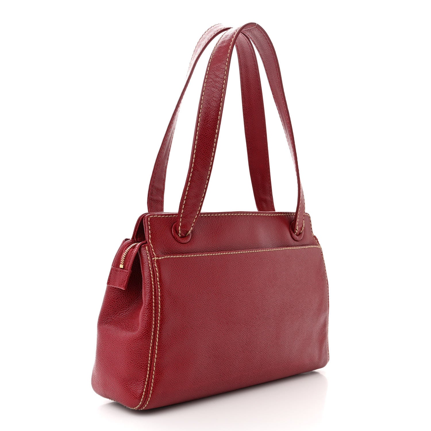 Chanel Caviar CC Stitched Tote Red 3 of 11
