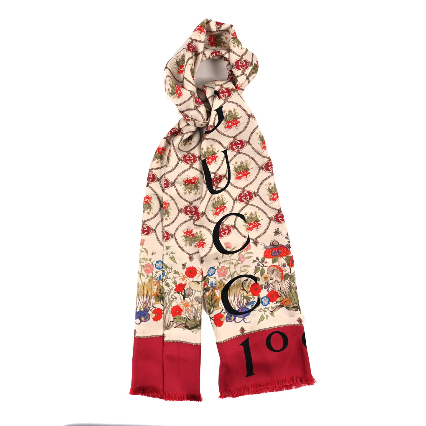 Silk Twill Lady Mix Long Scarf Red Pink