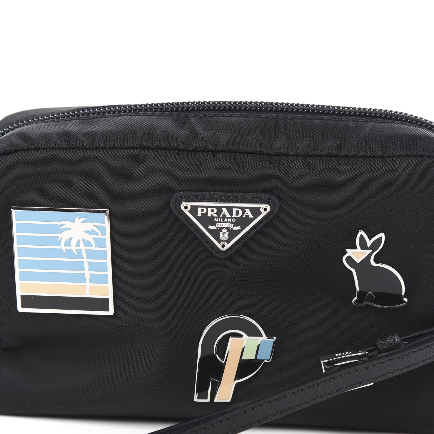 Prada Tessuto Nylon Saffiano Smalto Wristlet Black 6 of 6