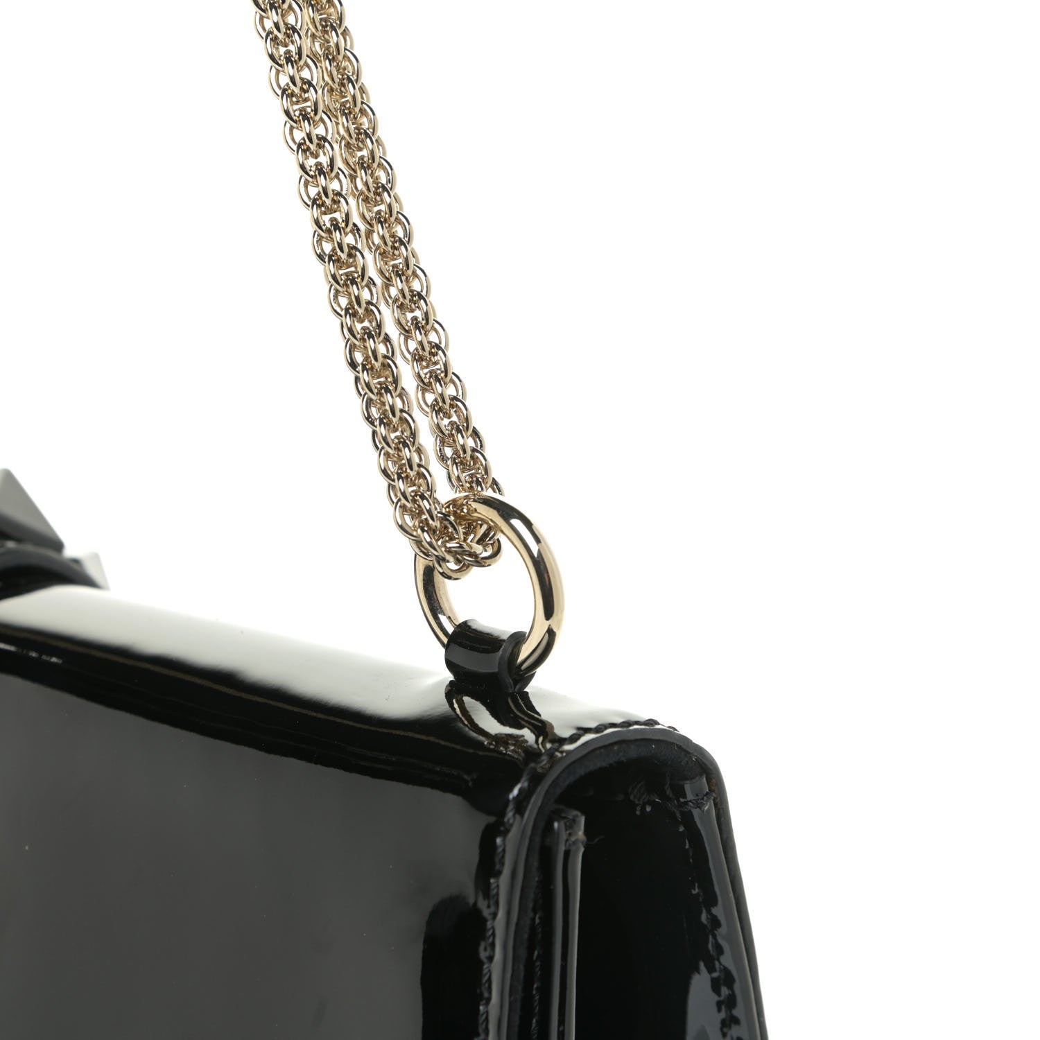 Valentino Garavani Patent Monochrome Medium Glam Lock Rockstud Flap Black 11 of 15