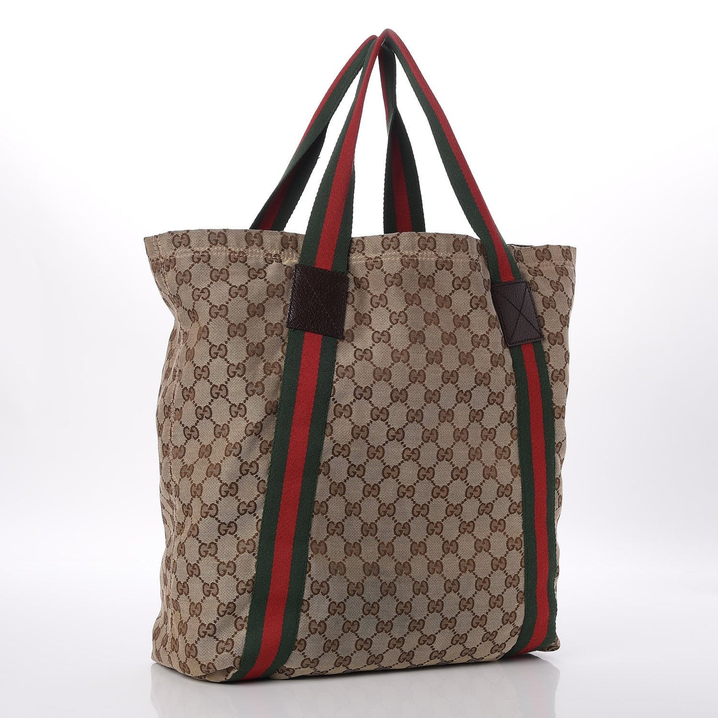 GG Monogram Medium Web Handle Vertical Tote Dark Brown