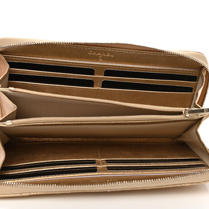 Chanel Metallic Lambskin Quilted Large Gusset Zip Around Wallet Gold 5 of 9