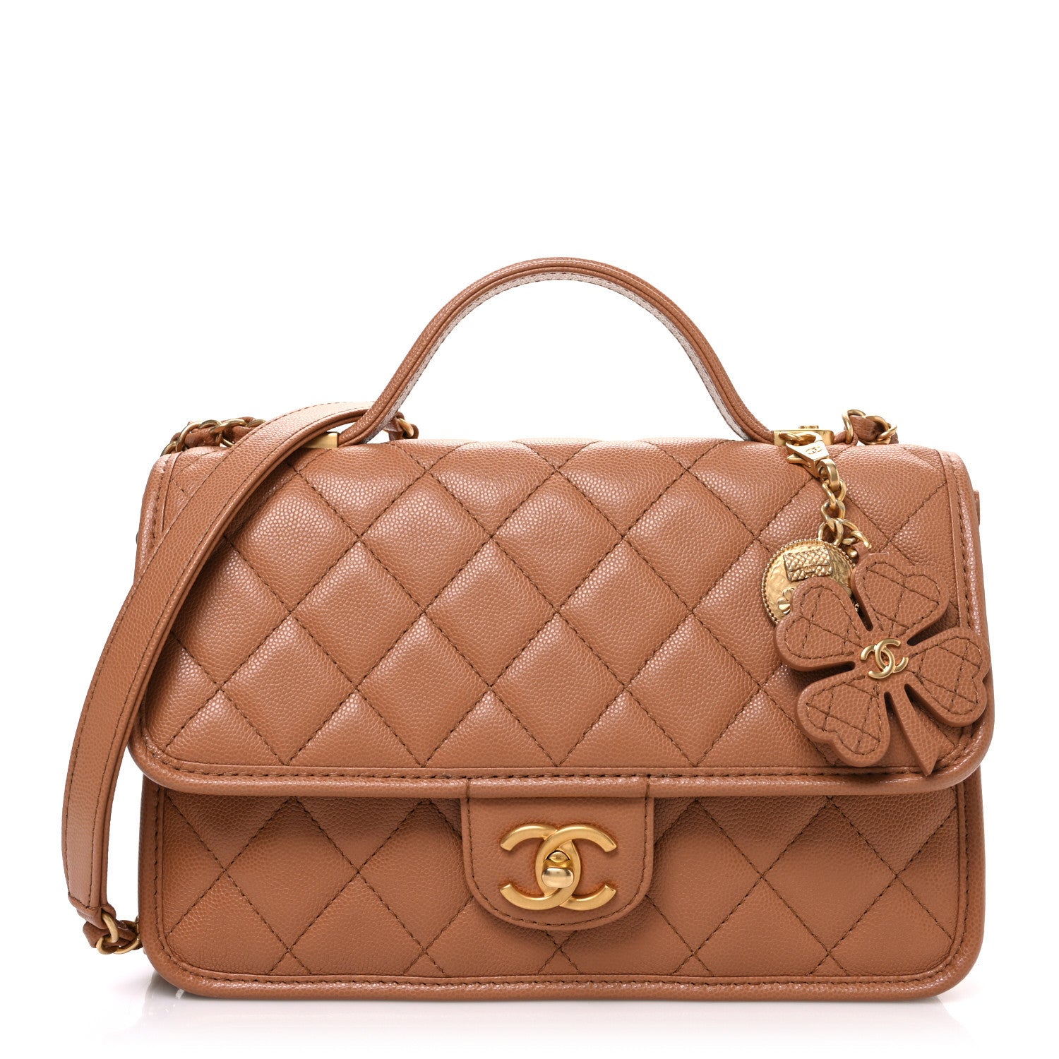 Chanel Caviar Quilted School Memory Top Handle Flap Brown 1 of 10