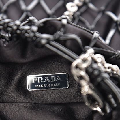 Prada Satin Net Chain Bag Black 5 of 8