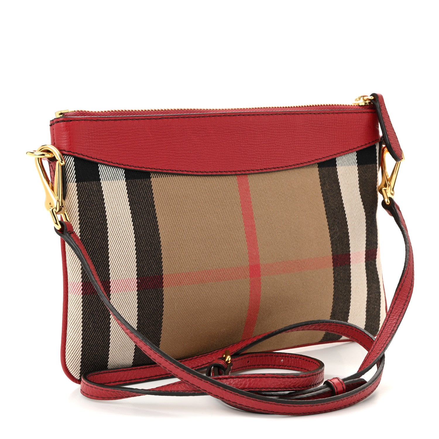Burberry House Check Derby Peyton Crossbody Clutch Bag Red 3 of 10