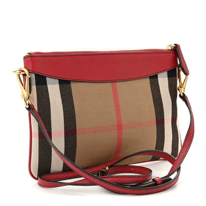 Burberry House Check Derby Peyton Crossbody Clutch Bag Red 3 of 10