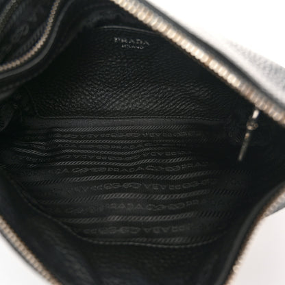 Prada Vitello Daino Soft Zippered Shoulder Bag Black 5 of 11
