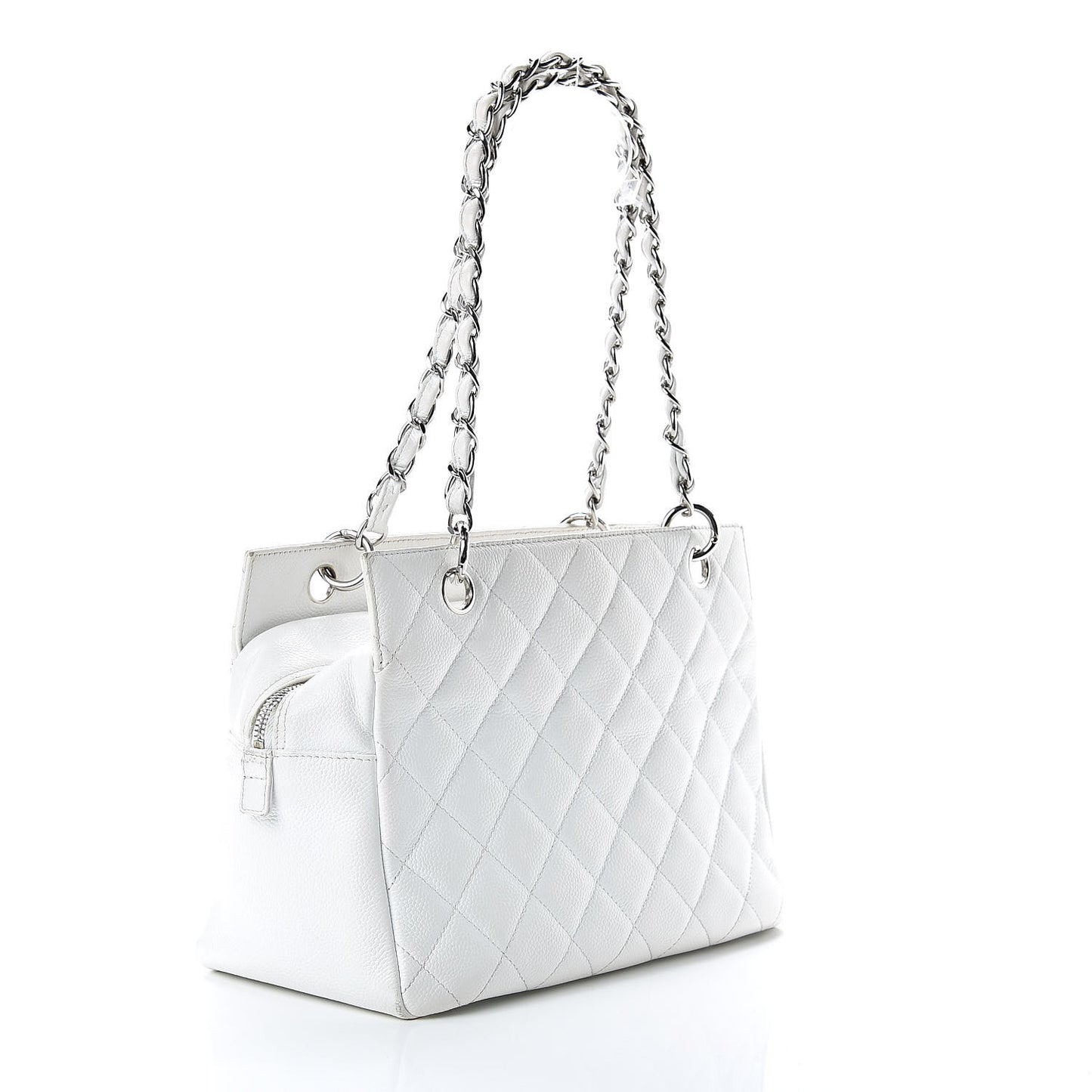 Caviar Quilted Petit Timeless Tote PTT White