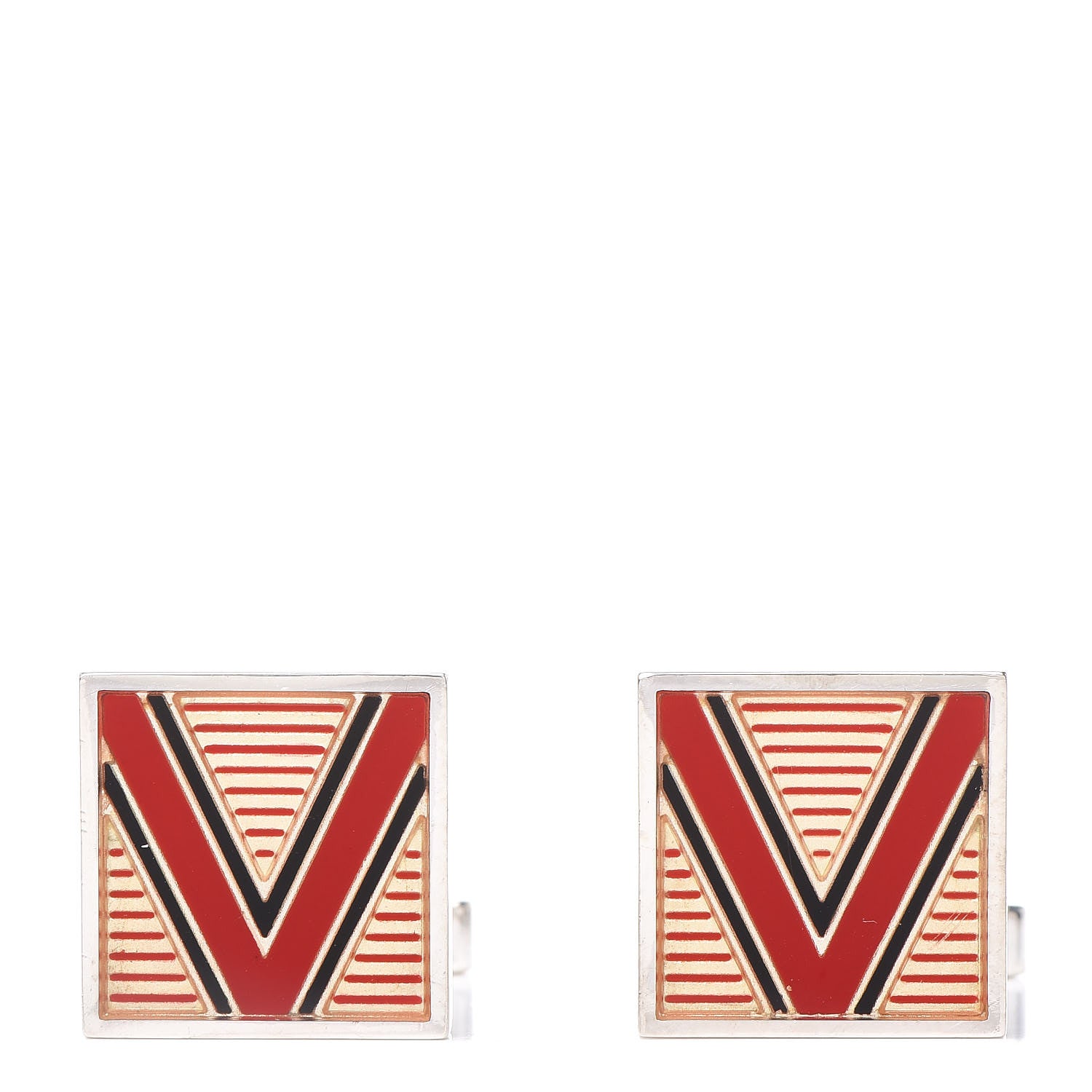 Louis Vuitton Sterling Silver Cufflinks and Damier Ebene Case 1 of 6