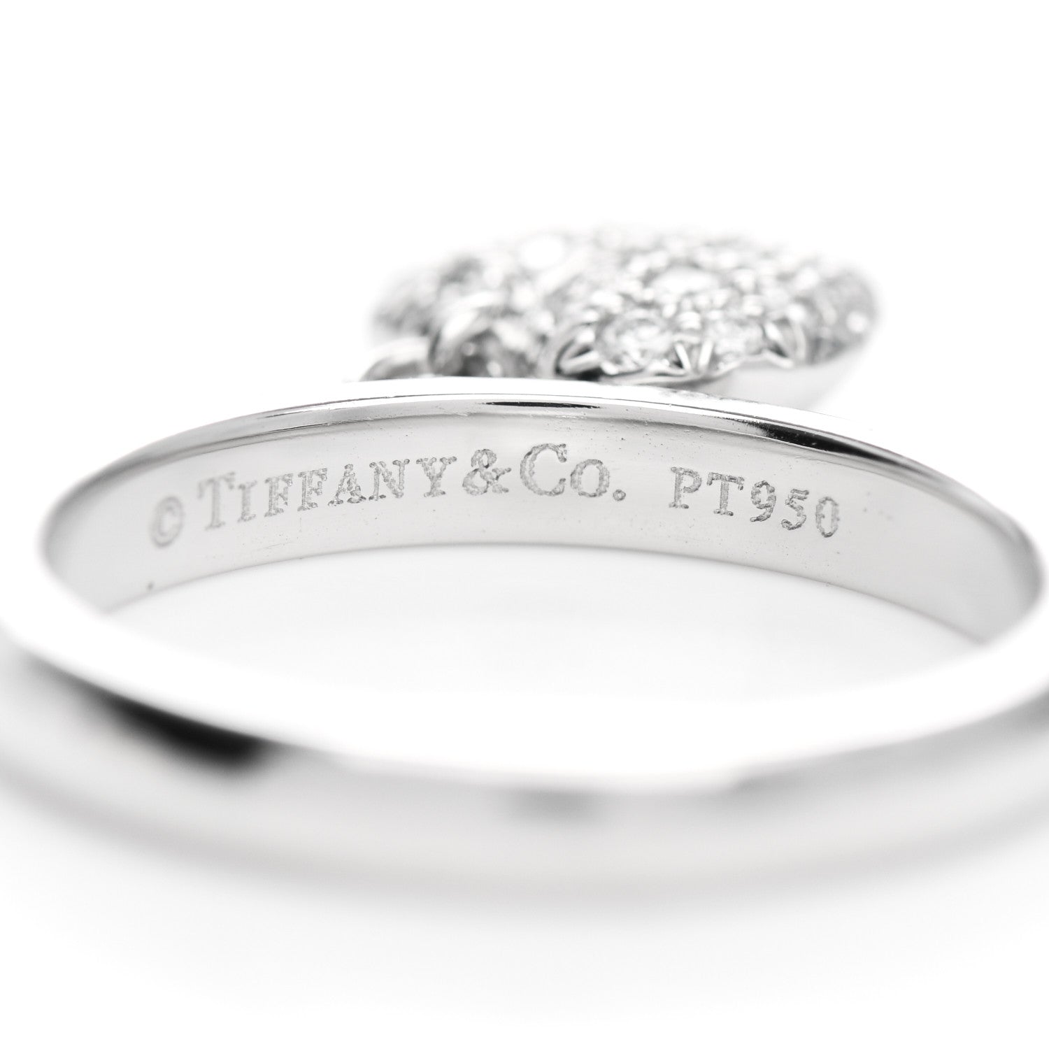 Tiffany Platinum Diamond Heart Charm Ring 50 5.5 4 of 4