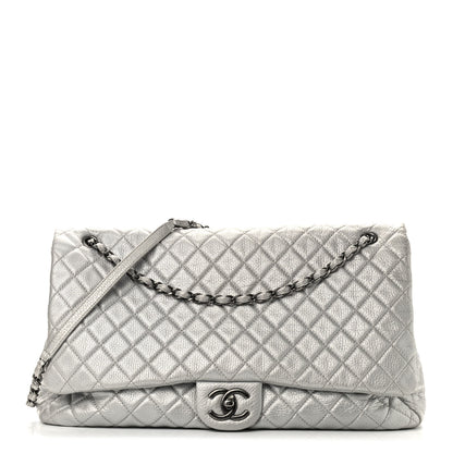 Chanel Metallic Calfskin Quilted XXL Travel Flap Bag Silver 1 of 8